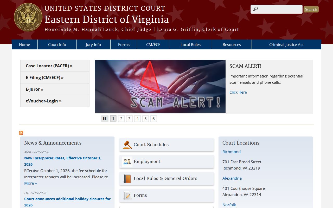 Eastern District of Virginia information for Prince William County criminal cases