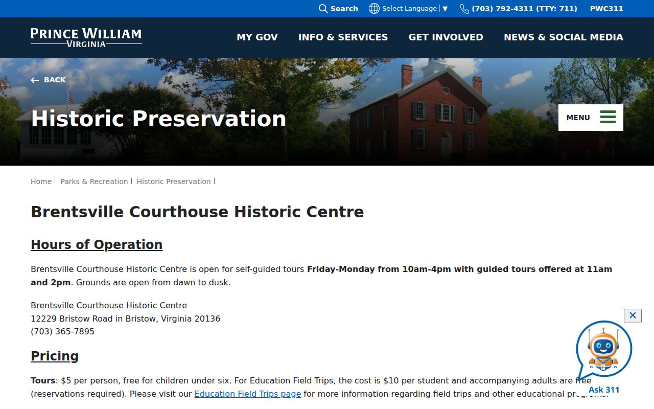 Dumfries criminal records history at Brentsville courthouse and jail