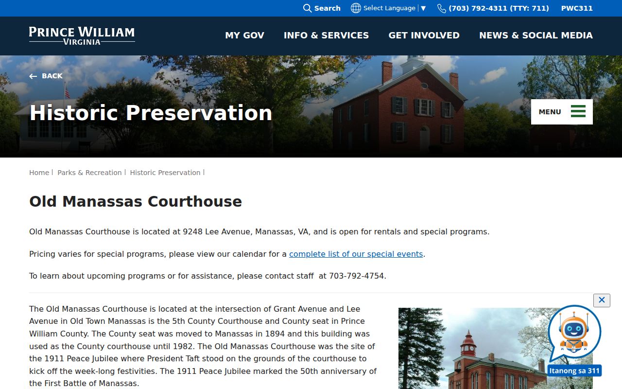Dumfries criminal records history linked to the Old Manassas Courthouse