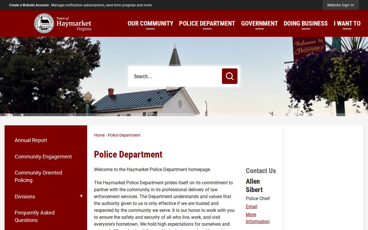 Haymarket Police Department criminal records and contact page