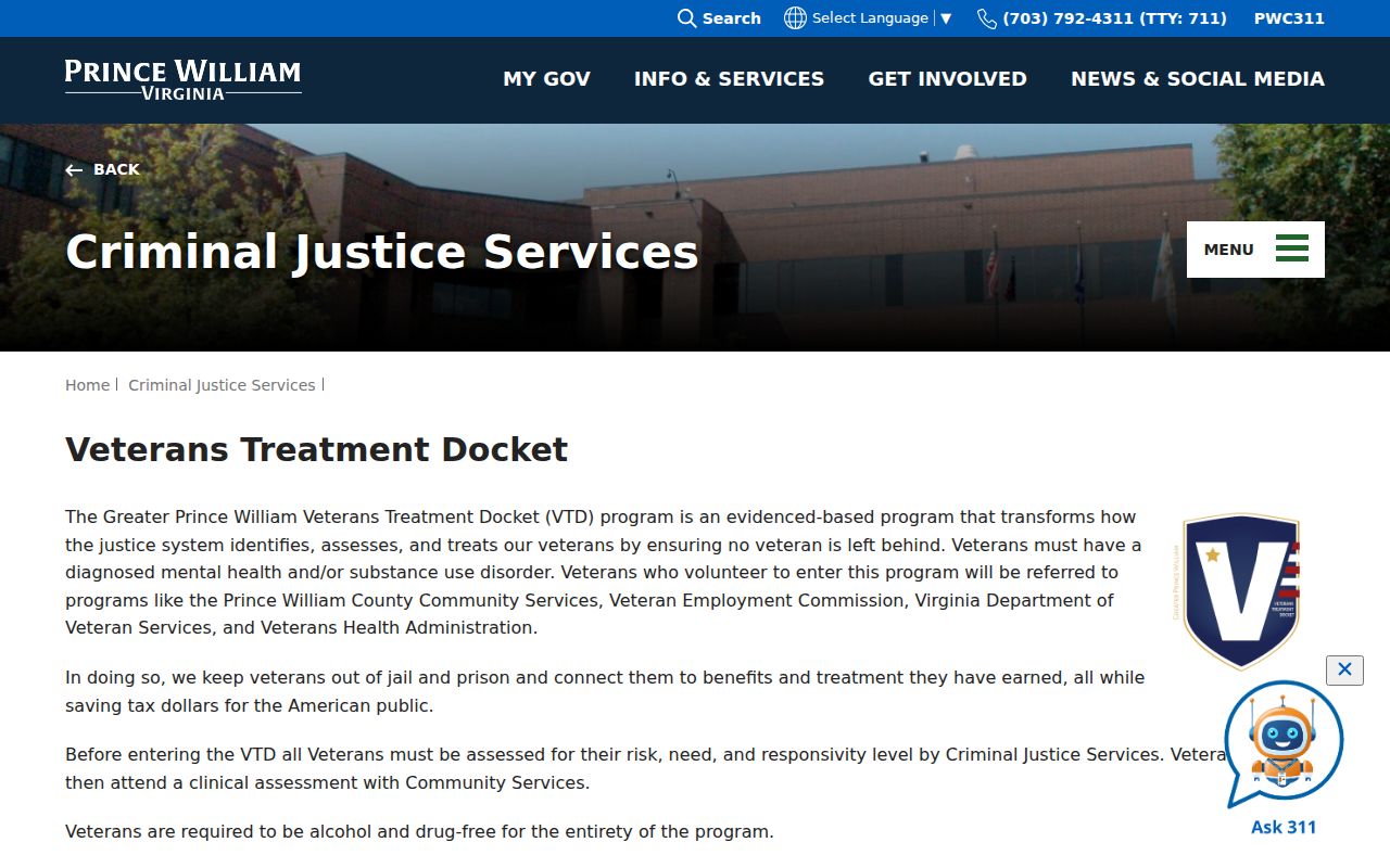 Veterans Treatment Docket affecting Haymarket criminal case records