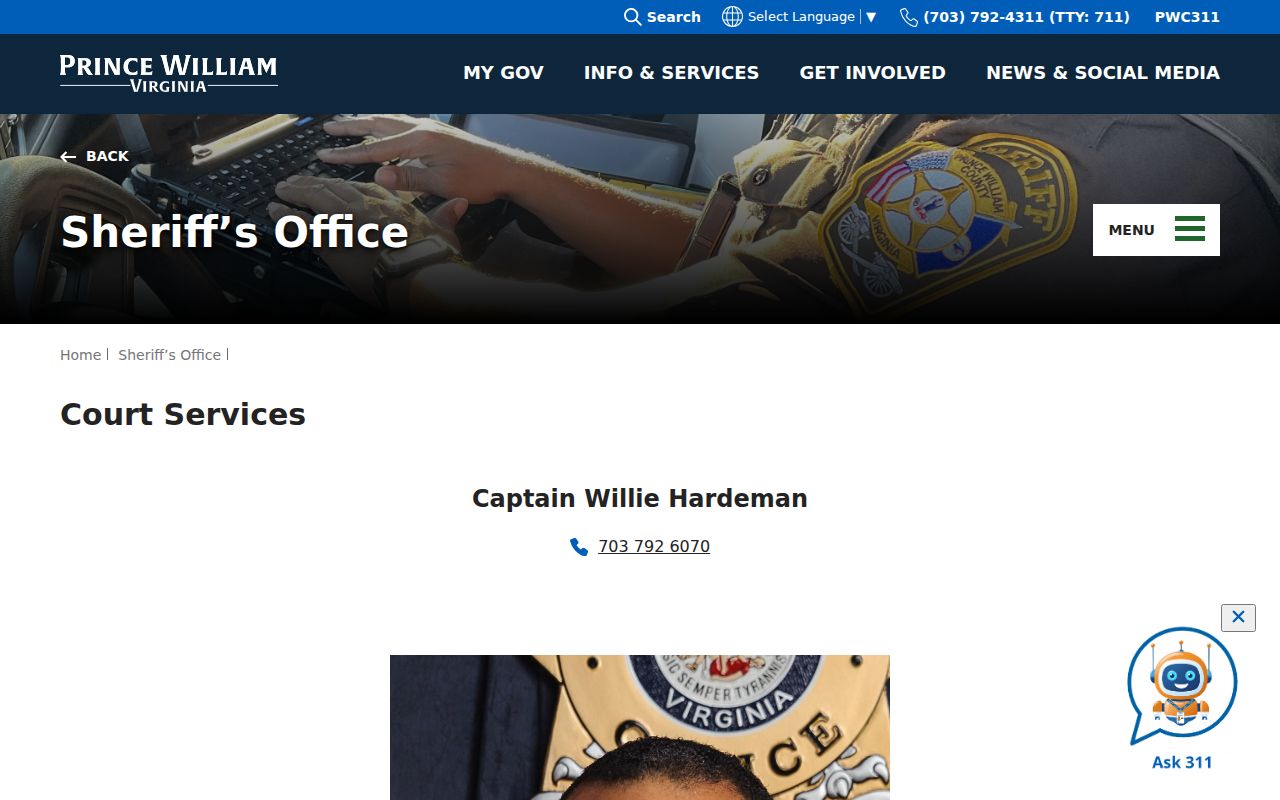 Occoquan criminal records visit through Prince William Judicial Center security