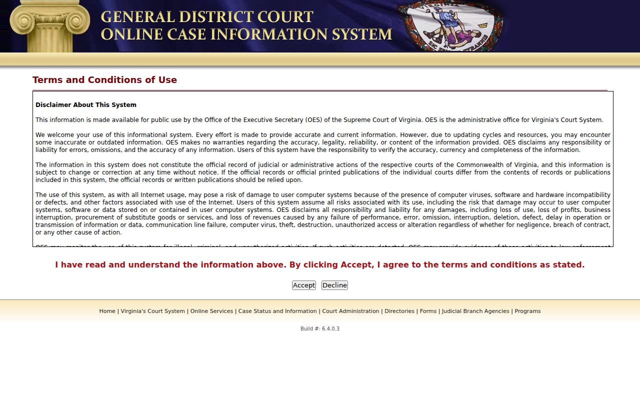 Virginia General District search for Prince William County criminal records